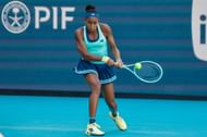 Coco Gauff in action against Sofia Kenin in the second round of the 2025 Miami Open (Source: Getty)